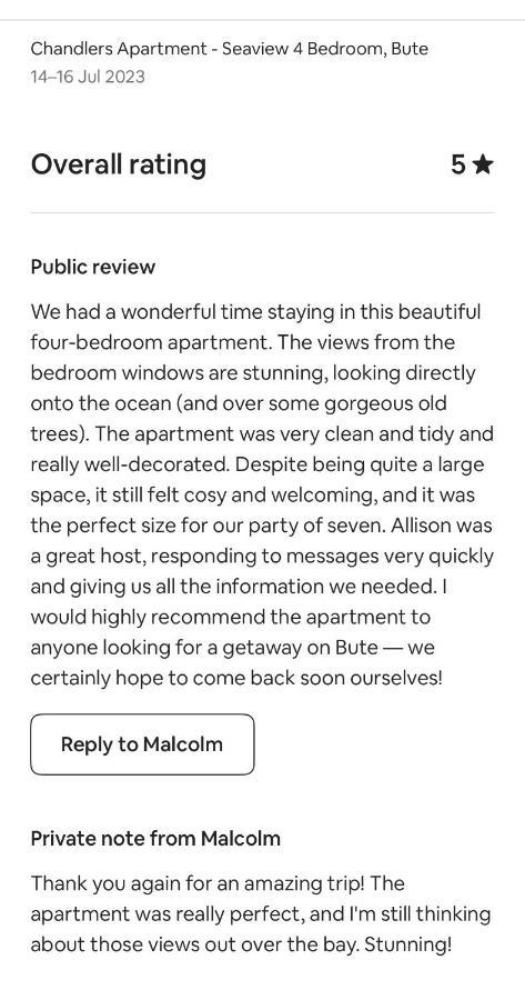Chandlers Apartment Ascog Εξωτερικό φωτογραφία